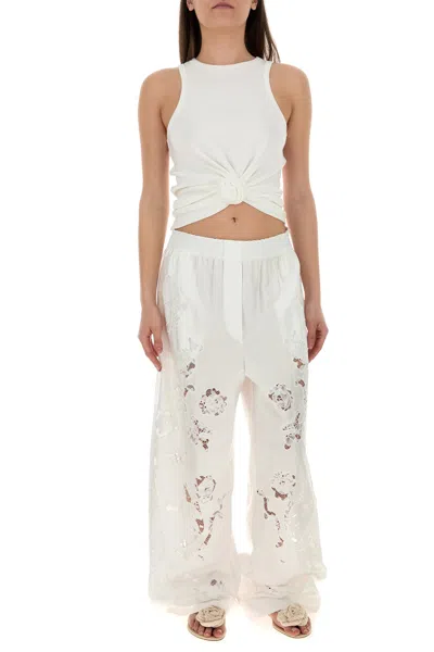 Magda Butrym Women White Poplin Wide-leg Pant