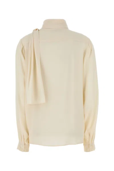 Prada Camicia In Seta Avorio  Donna In White