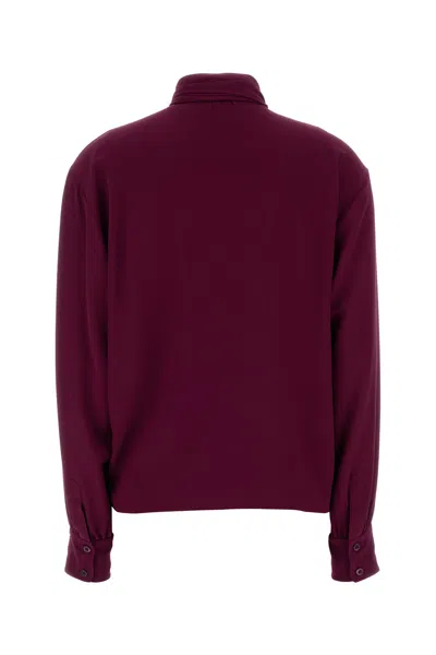 Prada Crepe Grape Blouse Bow Detail In Purple