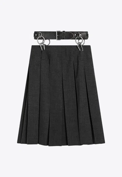 Prada Skirt Belted Waist Metal Hardware In Black