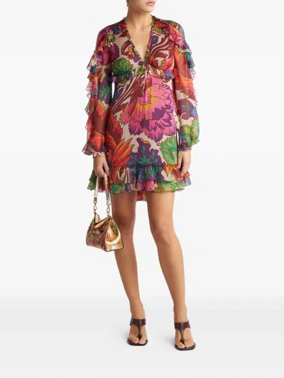 Etro Short Dress With Floral Print In Multi