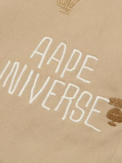 Aape By A Bathing Ape Embroidered-pattern Bermuda Shorts In Neutrals