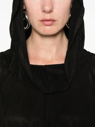 Rick Owens Crooped Hooded Tunic Sweaters And Cardigans Black In Black