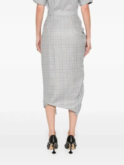Vivienne Westwood Mens Multi Side Panther Check Wool-linen Blend Midi Skirt In Blue