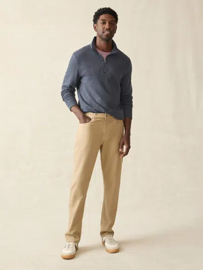 Faherty Stretch Terry Straight Leg Five-pocket Pants In Desert Khaki