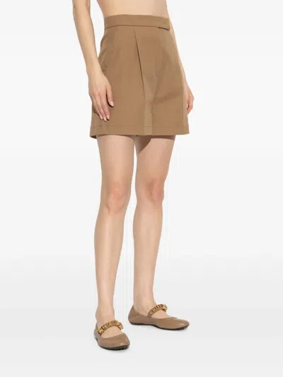 Max Mara Tailored Shorts With Pockets And Pleats In Brown