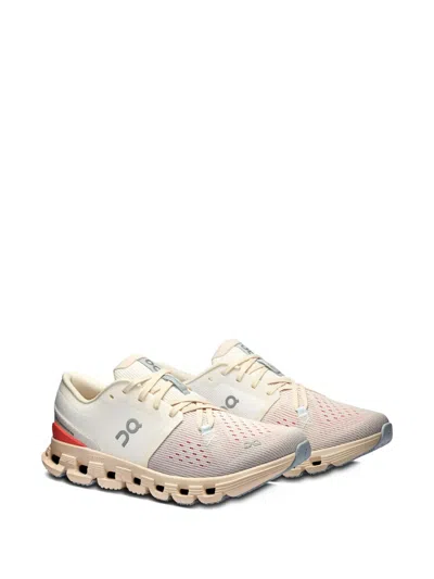 On Running Cloud X4 Mesh Running Sneakers In White