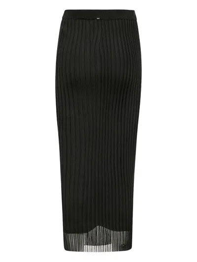 Sportmax Long Skirt In Stretch Ribbed Fabric In Black
