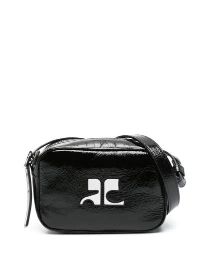 Courrèges Reedition Naplack Mini Bag With Engraved Logo In Black