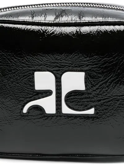 Courrèges Reedition Naplack Mini Bag With Engraved Logo In Black