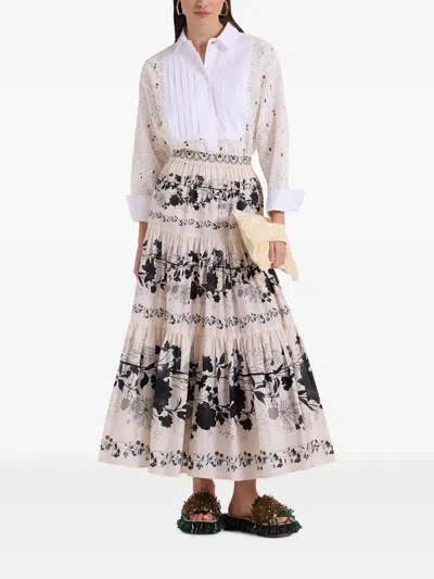 La Doublej Tiered Skirt In Neutrals