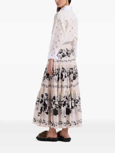 La Doublej Tiered Skirt In Neutrals
