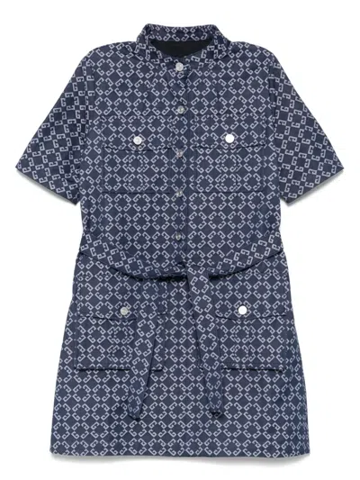 Givenchy Monogram 72 Jacquard Denim Mini Shirtdress In Blue