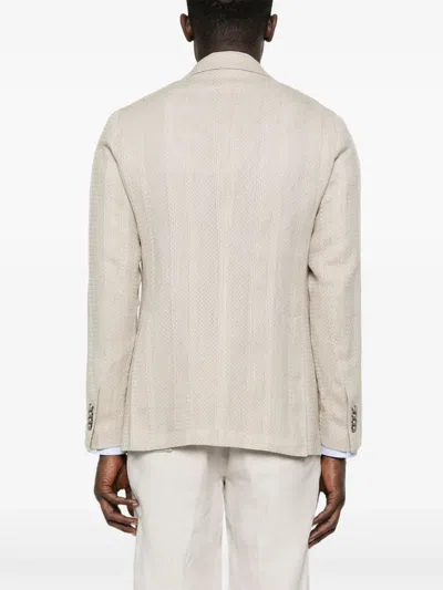 Tagliatore Textured Tailored Blazer With Notch Lapels In Neutrals