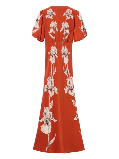 La Doublej Marlene Floral-print Silk-crepe Maxi Dress In Orange
