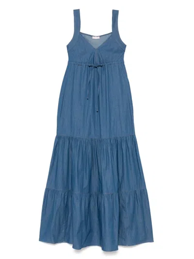 Liu •jo Denim Dress With Adjustable Waist Tie In Blau