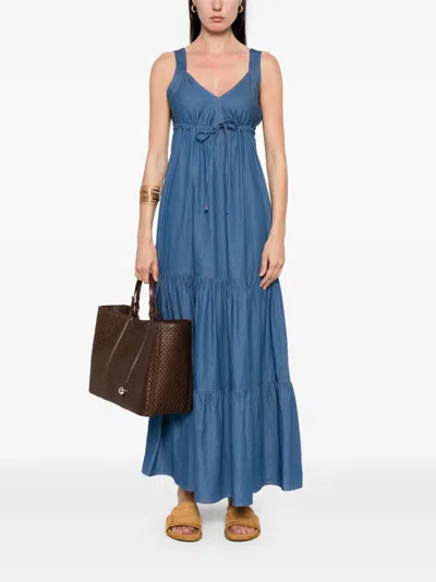 Liu •jo Denim Dress With Adjustable Waist Tie In Blau