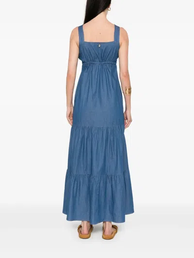 Liu •jo Denim Dress With Adjustable Waist Tie In Blau