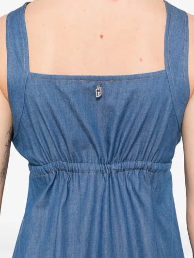 Liu •jo Denim Dress With Adjustable Waist Tie In Blau