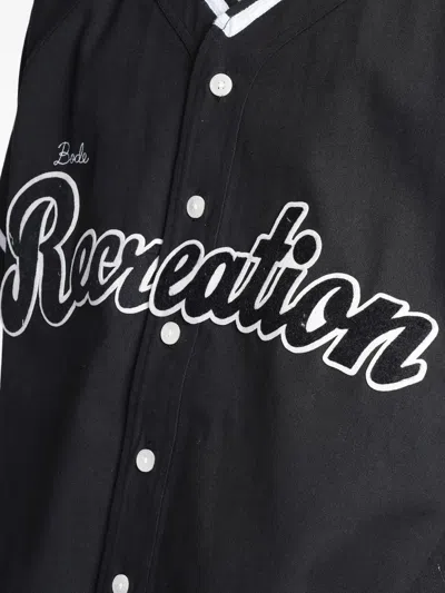 Bode Mens Baseball Velvet-patch Cotton-poplin Shirt Black Xl