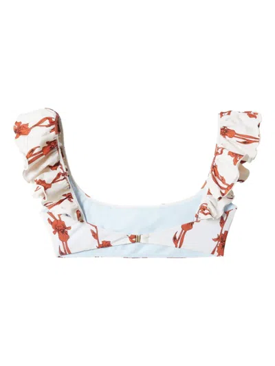La Doublej Ruffle Bikini Top In White
