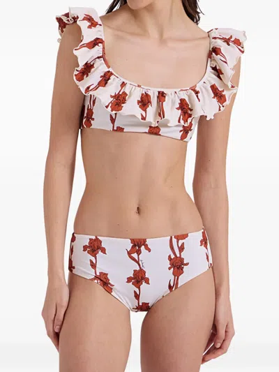 La Doublej Ruffle Bikini Top In White