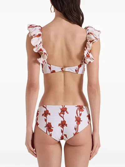 La Doublej Ruffle Bikini Top In White
