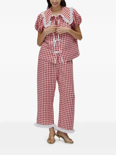 Sleeper Checked Pyjama Top In Red