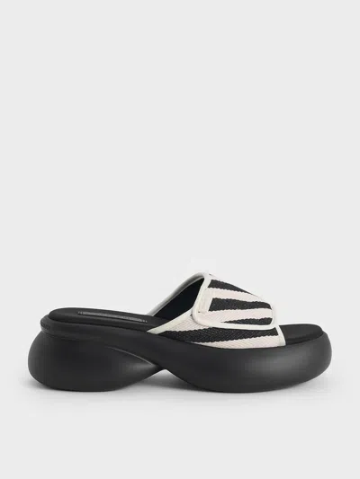 Charles & Keith - Striped Platform Sporty Slide Sandals In Multi