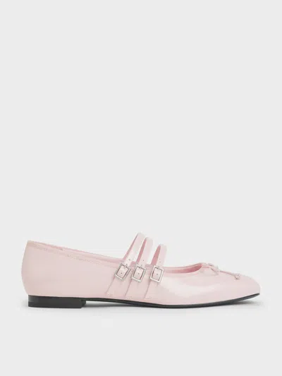 Charles & Keith - Triple-strap Mary Janes In Light Pink