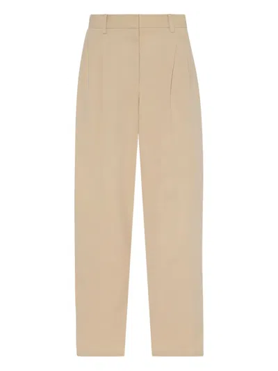 The Row Lilas Light Khaki Cotton And Linen Trousers In Green