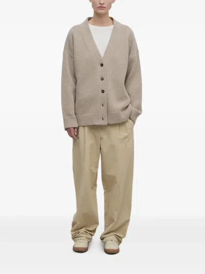 The Row Lilas Light Khaki Cotton And Linen Trousers In Green