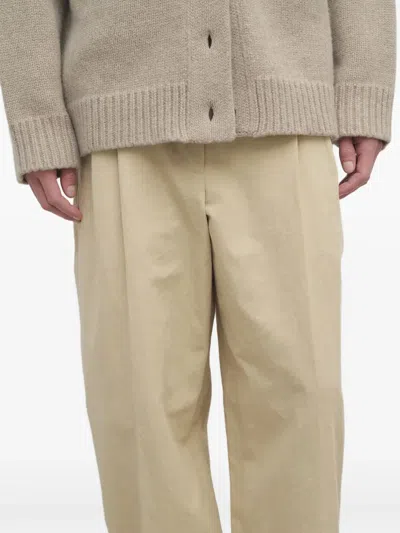 The Row Lilas Light Khaki Cotton And Linen Trousers In Green