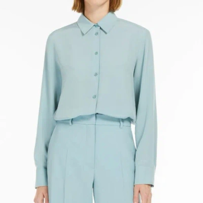Weekend Max Mara Almina Silk Shirt Back Pleat In Green