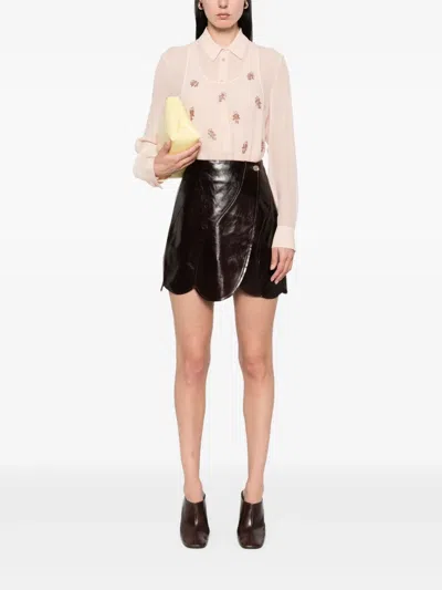 Fendi Women Georgette Top With Rhinestones And Sequins Embroidery In Multi