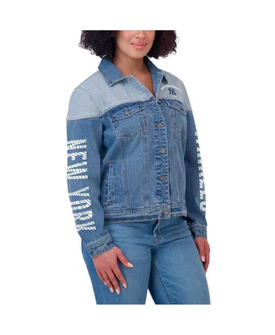 Wear By Erin Andrews New York Yankees Full-button Denim Jacket In Denim