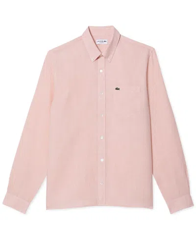 Lacoste Light Linen Shirt In Pink