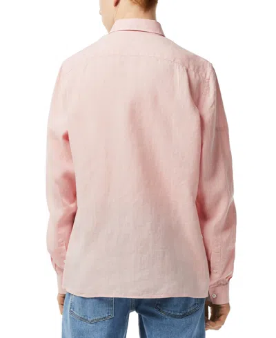Lacoste Light Linen Shirt In Pink