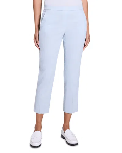 Theory Treeca Good Linen Cropped Pull-on Ankle Pants In Pearl Blue