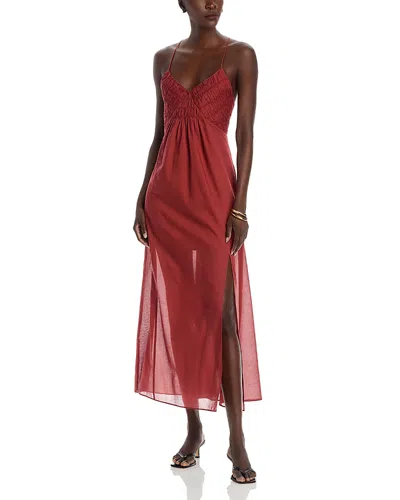 Steve Madden Brianna Side Slit Sleeveless Cotton Maxi Dress In Dusty Brick