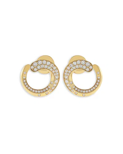Crivelli 18k Yellow Gold Like Collection Spiral Hoop Earrings With Diamond Pave, 0.74 Ct. T. W. In Gold