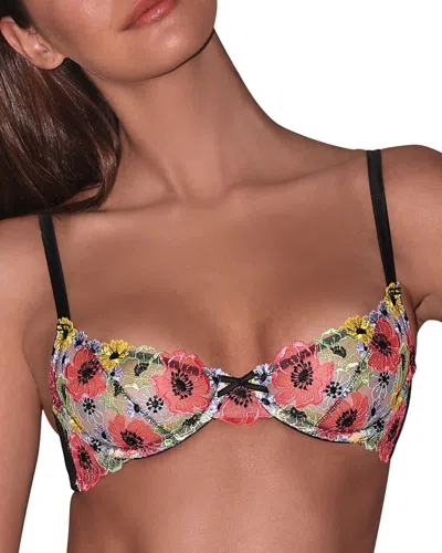 Fleur Du Mal Azalea Embroidered Underwire Bra In Black