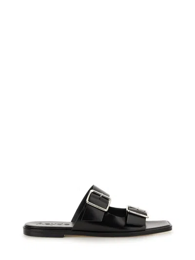 Aeyde Tonya Leather Sandals With Double Strap In Black