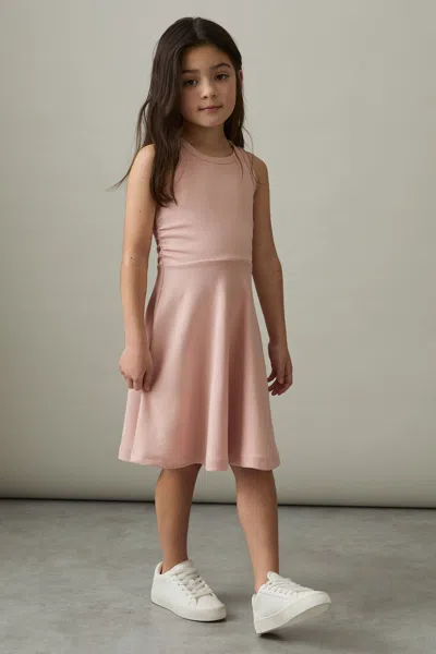 Reiss Pink 13-14 Yrs Jersey Ruched Skater Dress In Pink