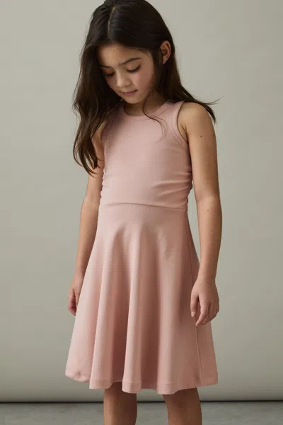 Reiss Pink 13-14 Yrs Jersey Ruched Skater Dress In Pink