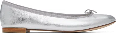 Repetto Calf And Cotton Argent Flats In 20 Argent