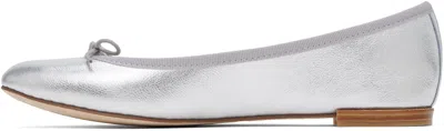 Repetto Calf And Cotton Argent Flats In 20 Argent