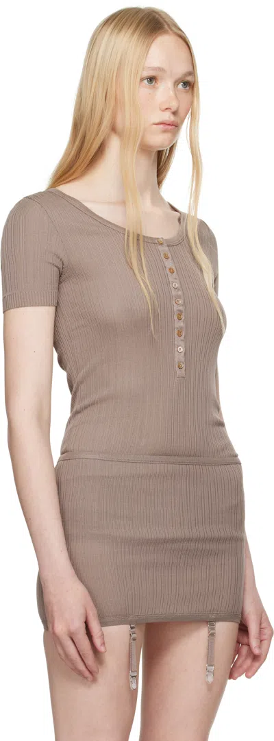 Lemaire Taupe Buttoned Rib Bodysuit In Pu813 Misty Mauve
