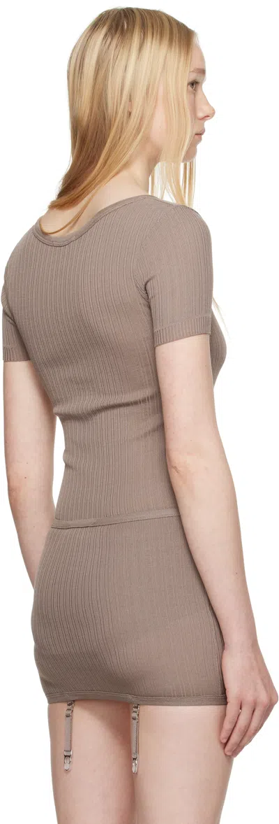 Lemaire Taupe Buttoned Rib Bodysuit In Pu813 Misty Mauve
