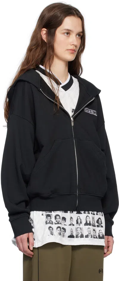 032c Black Routine Zip Hoodie In Faded Black